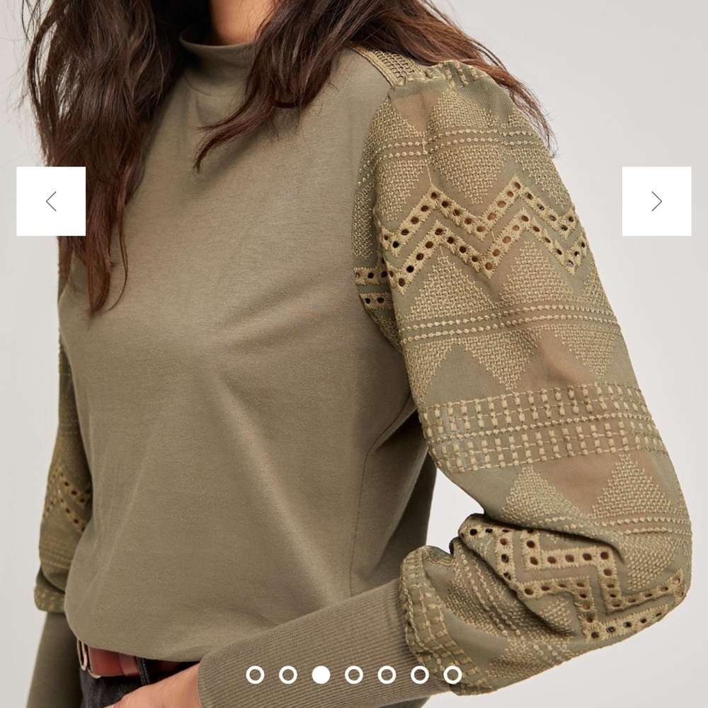 Anthropologie Tiny Green Helen Lace Mock Neck Long Sleeve Top XS